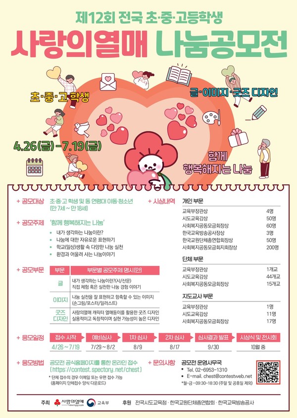 사랑의열매, 제12회 전국 초·중·고 나눔공모전 개최