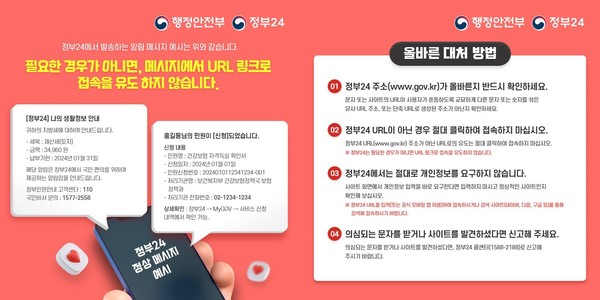 정부24 사칭 스미싱 기승... 개인정보 보호 주의보 발령