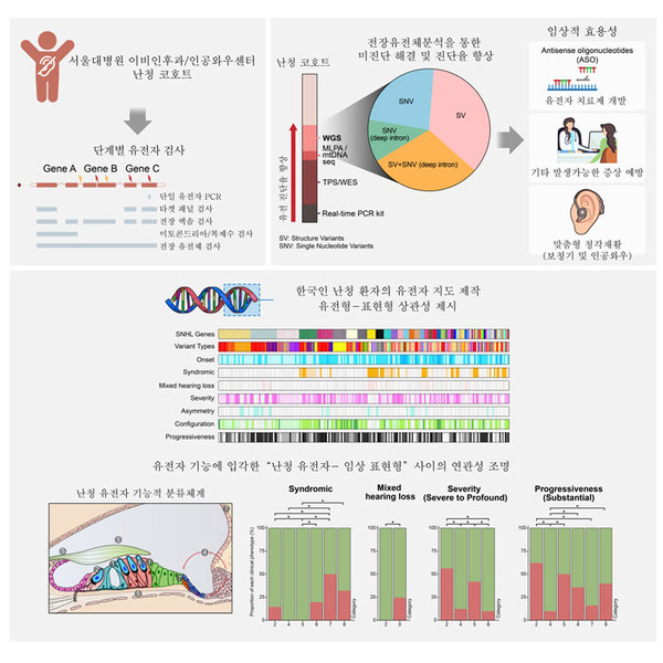 전장유전체분석을 통해 한국인의 난청 유전자 지도를 구축하고, 비코딩 및 구조적 변이와 난청 유형의 관계를 분석함